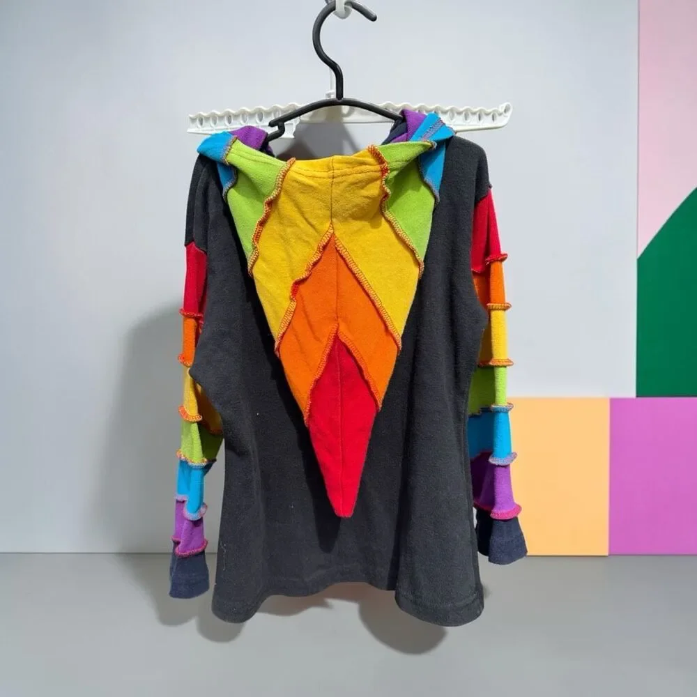 Vintage/Y2K Patchwork Rainbow Full Zip - Made in Nepal